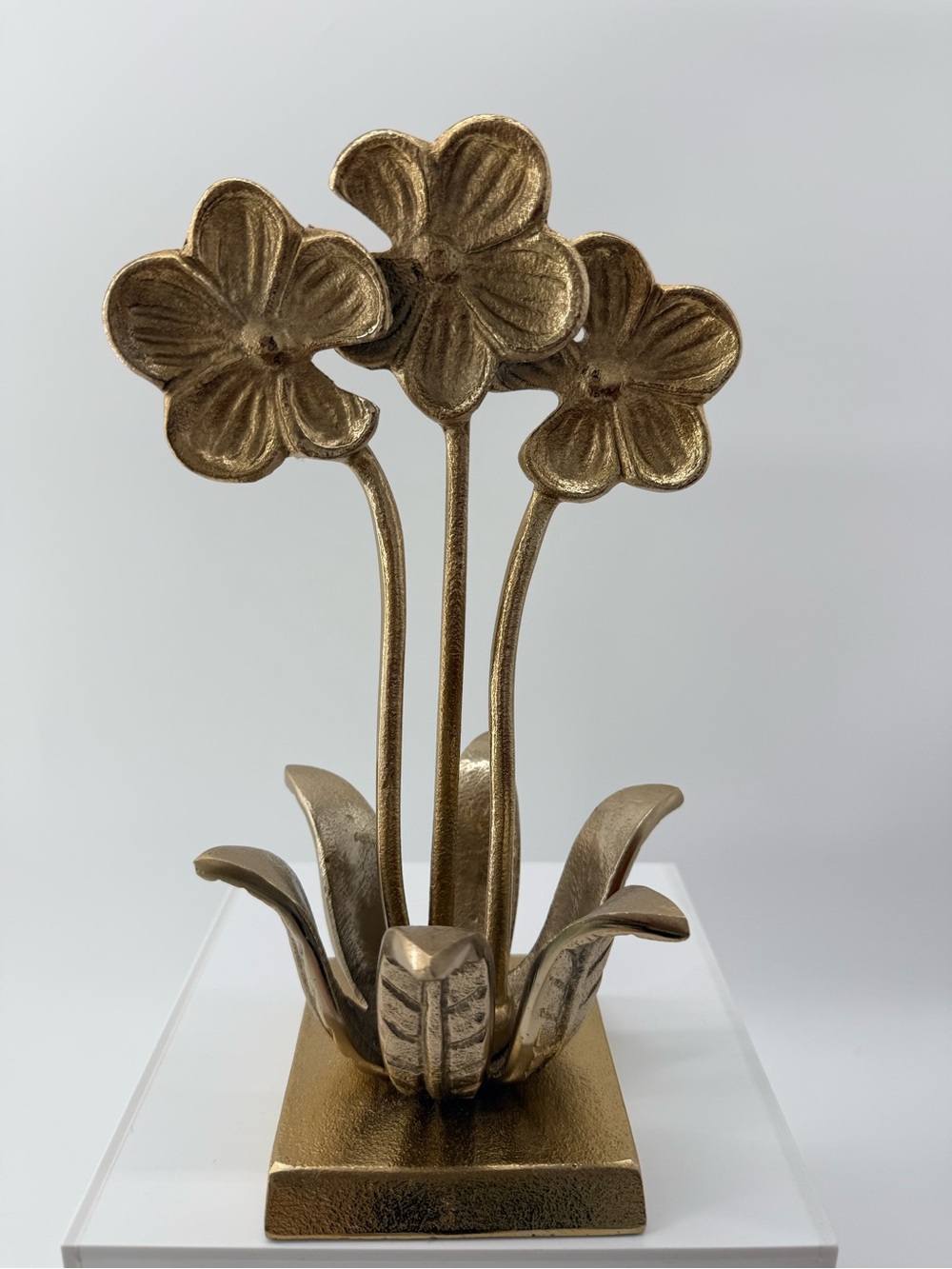 Ornate Gold Floral Metal Sculpture by